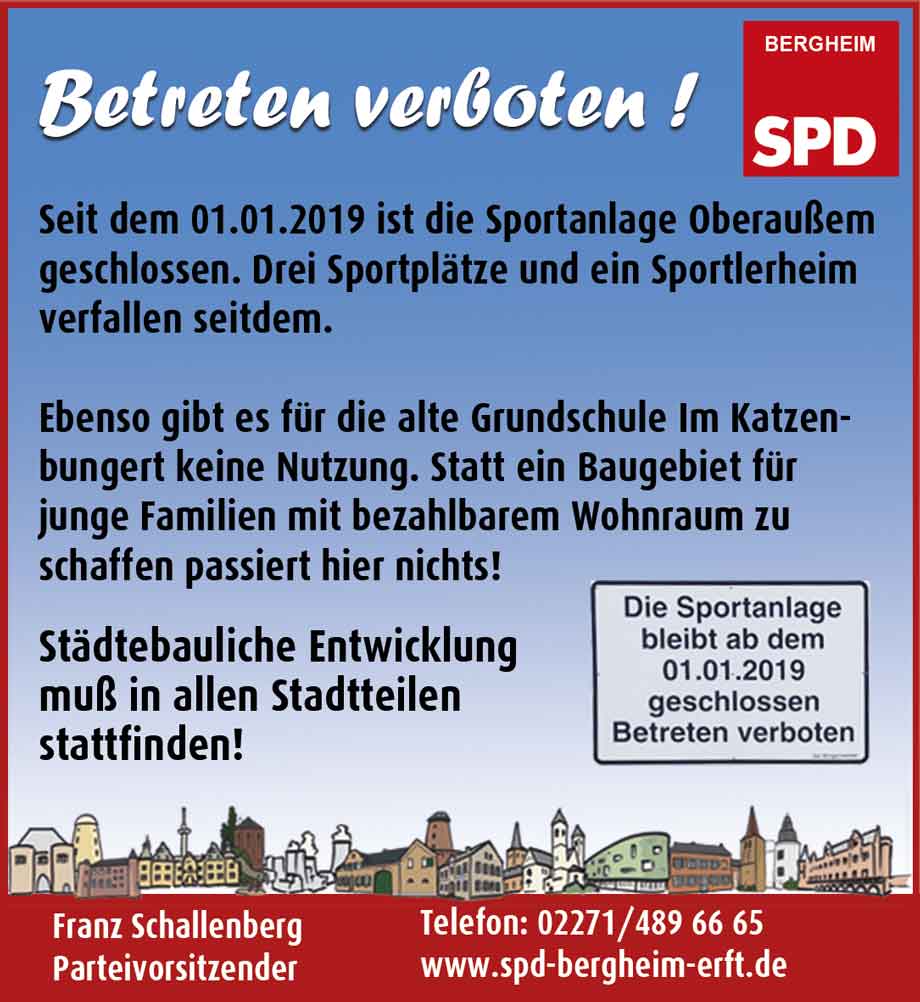 Schild auf dem Steht: Die Sportanlage bleibt ab dem 01.01.2019 geschlossen - Betreten verboten